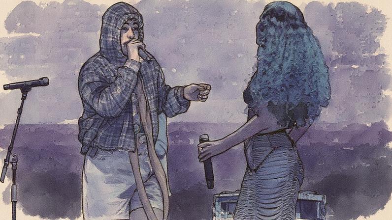 Bad Bunny performs with Chuwi's Lorén Aldarondo at the Latin Grammys at the MGM Grand Garden Arena on Nov. 13, 2025 in Las Vegas