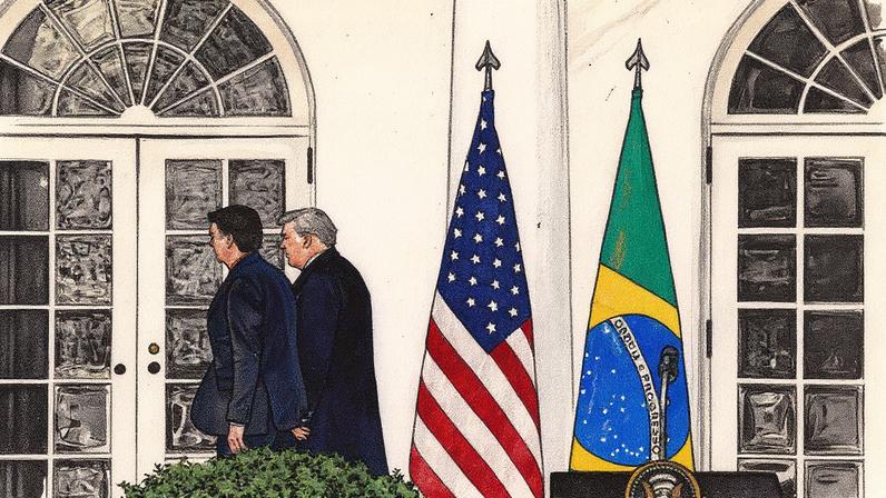 O presidente dos Estados Unidos, Donald J. Trump (à direita), e o presidente do Brasil, Jair Bolsonaro (à esquerda), se afastam ao final da coletiva de imprensa conjunta no Jardim das Rosas da Casa Branca, em Washington, DC, EUA, no dia 19 de março de 2019. (Foto: EPA/EFE/MICHAEL REYNOLDS)