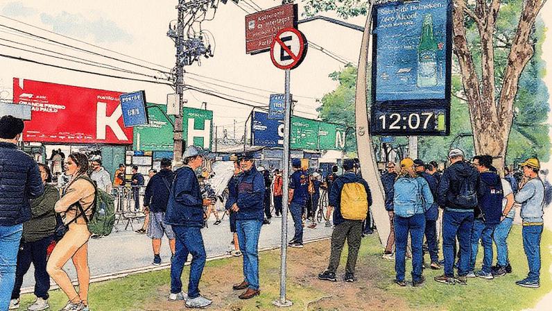 Grupo de cambistas reunido em frente aos portões do autódromo (Foto: Reprodução)