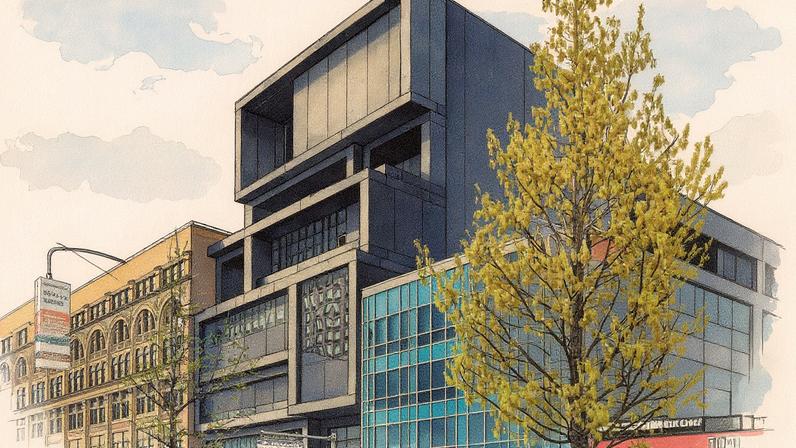 The dramatic façade of the Studio Museum is designed to project the power and voice of Black artists today. The museum was founded 57 years ago and now boasts a collection of nearly 9,000 works by more than 800 artists