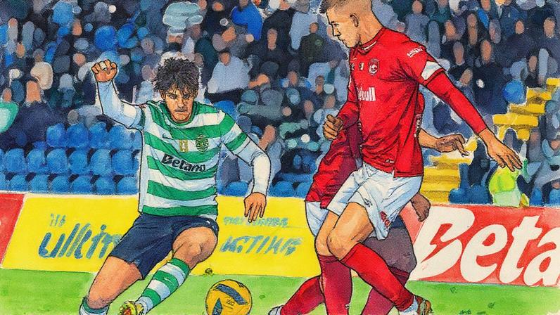 Trincão tenta furar a barreira defensiva do santa Clara - Foto: EDUARDO COSTA/LUSA