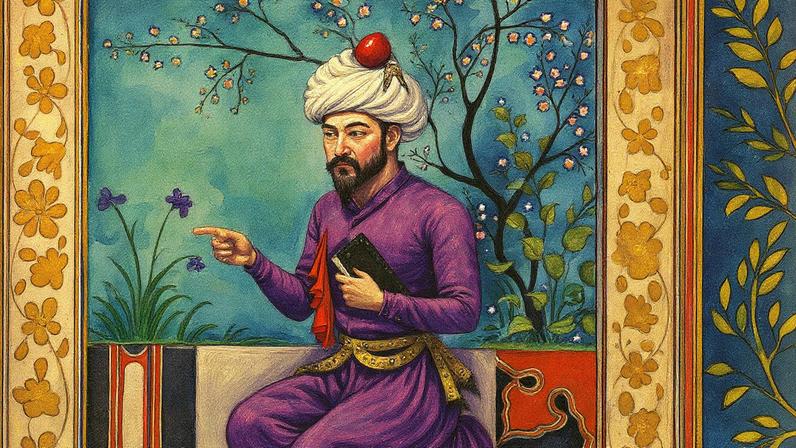 A Mughal illustration (around 1610) from the collection of Prince Khurram, better known as Shah Jahan, shows a kneeling portrait of Babur, the first Mughal Emperor, and was sold by Sotheby’s last year for £533,400 Courtesy: Sotheby’s