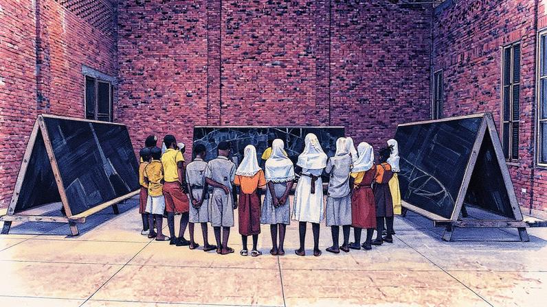 Eric Gyamfi’s Trade winds and shadow objects; north by southeast (2021) at Red Clay Studio, Tamale, Ghana Courtesy the Carnegie Museum of Art, PIttsburgh