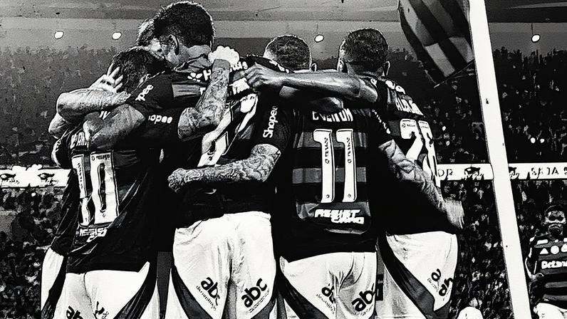 Flamengo comemora gol diante do Bragantino (Foto: Gilvan de Souza/Flamengo)