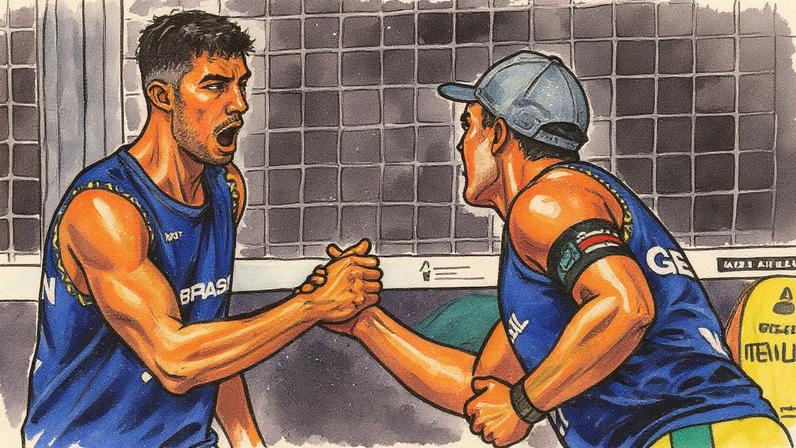 George e Saymon no Mundial de Vôlei de Praia (Foto: Volleyball World)