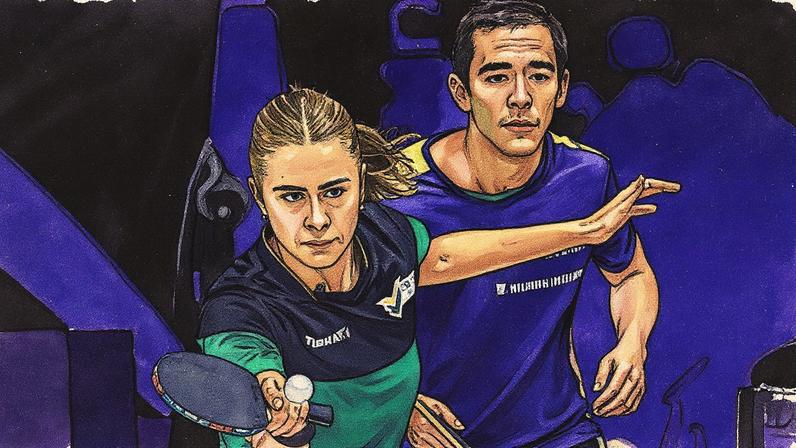 Hugo Calderano e Bruna Takahashi na dupla mista de Foz do Iguaçu (Foto: Abelardo Mendes Jr/ CalderanoTM)