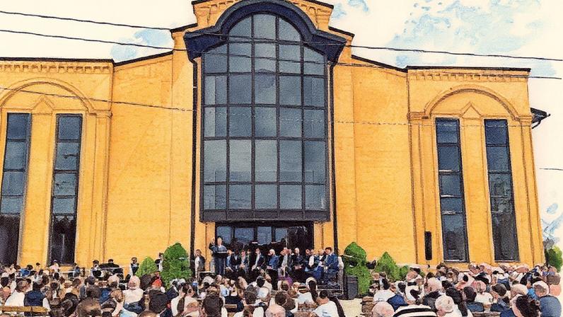 Culto diante da igreja batista fechada do Conselho de Igrejas de Kurganinsk, em agosto de 2025 - Foto: Reprodução