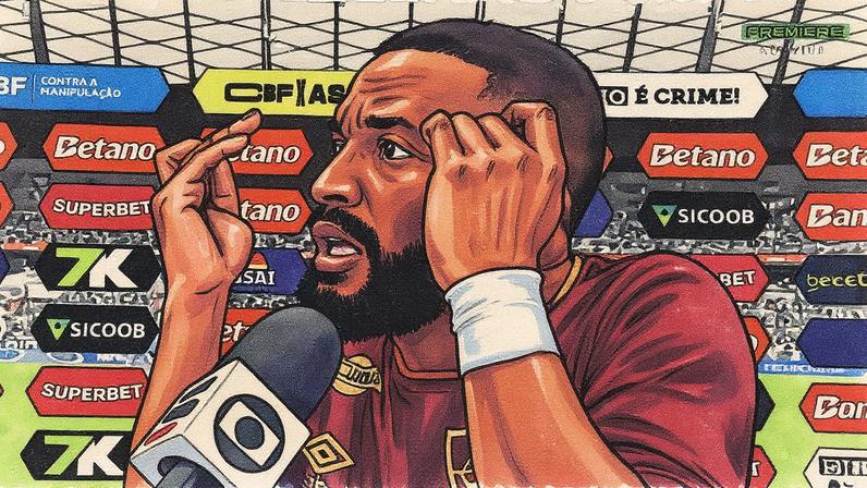 Samuel Xavier reclama da arbitragem em Cruzeiro x Fluminense (Foto: Reprodução)