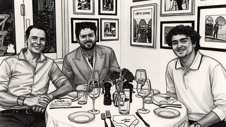 Rafael Nadal, o empresário Andrea Reitano e João Fonseca em Miami (Reprodução)