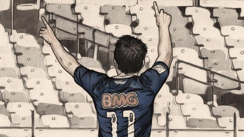 Dagoberto comemora o gol da vitória do Cruzeiro sobre o Corinthians, na Arena do Jacaré, em 2013. (Cruzeiro)