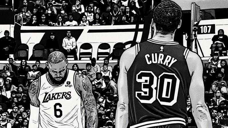 Golden State Warriors v Los Angeles Lakers - LeBron James e Stephen Curry (Foto: Andrew Bernstein / AFP)