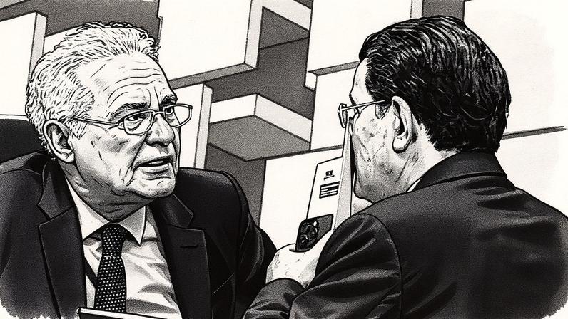 Renan Calheiros, presidente da CAE e autor do projeto que aumenta tributação a bets e fintechs, conversa com o relator, Eduardo Braga. Foto: Andressa Anholete/Agência Senado