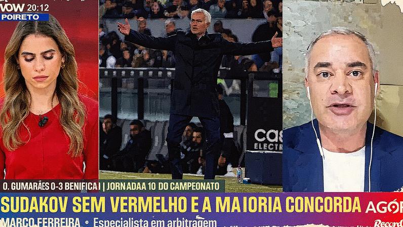 Duarte Gomes analisa lances polémicos de Sudakov e expulsão de Blanco no Vitória-Benfica