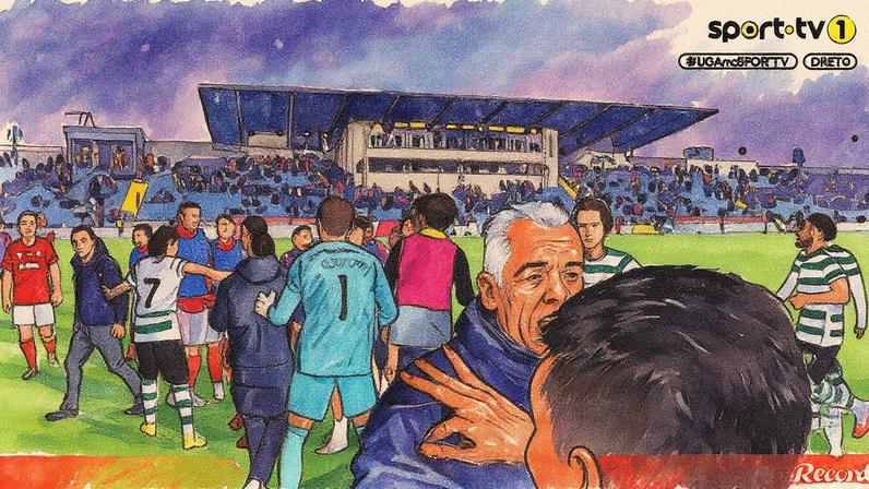 Imagens da confusão no final do Santa Clara-Sporting