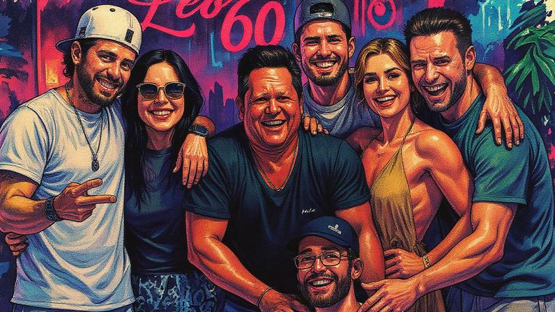 Leonardo com os filhos: Zé Felipe, Monique, Matheus Vargas, Jéssica Beatriz Costa, Pedro Leonardo e João Guilherme — Foto: Reprodução/Instagram