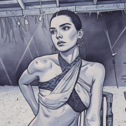 Kendall Jenner usa lenço Dries van Noten como top para festa de 30 anos na praia da ilha Mustique