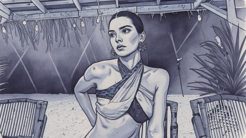 Kendall Jenner rang in her 30th birthday on Mustique Island, wearing a Dries van Noten scarf as a top. kendalljenner/Instagram