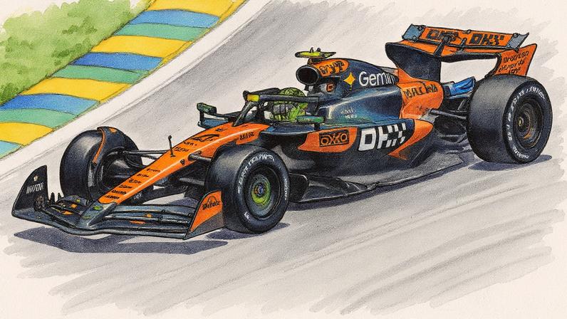 Lando Norris no treino livre do GP do Brasil na F1 2025 (Foto: Nelson ALMEIDA / AFP)