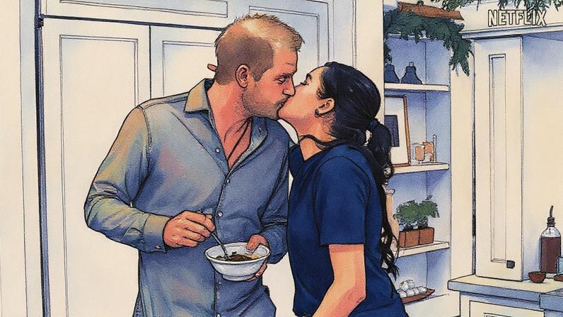 Meghan Markle kissed Prince Harry in the “With Love, Meghan: Holiday Celebration” teaser. Netflix