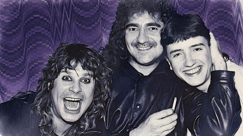 Ozzy, Geezer Butler, and Stephen Rea (author) in July 1988, celebrating the end of the UK club tour in a hotel bar in Glasgow.