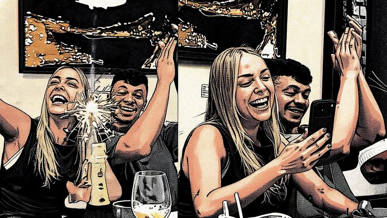 Tata Estaniecki e Júlio Cocielo almoçam juntos — Foto: Reprodução/ Instagram