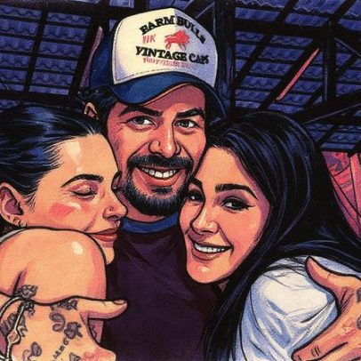 Zé Felipe posa abraçado com Ana Castela e sogra Michele Castela