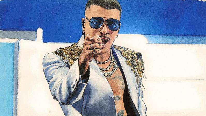 Rauw Alejandro performs during the Latin Grammys.