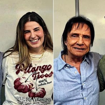 Roberto Carlos recebe os netos durante show em São Paulo