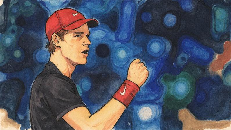 Italy's Jannik Sinner celebrates after winning his match against USA's Ben Shelton at the ATP Finals tennis tournament in Turin on November 14, 2025. (Photo by Marco BERTORELLO / AFP)