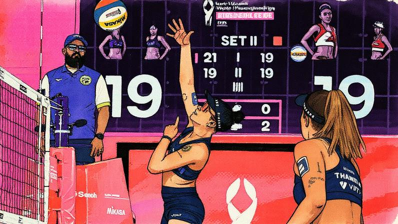 Dupla brasileira Thâmela e Victoria no Mundial de Vôlei de Praia (Foto: Divulgação / Volleyball World)