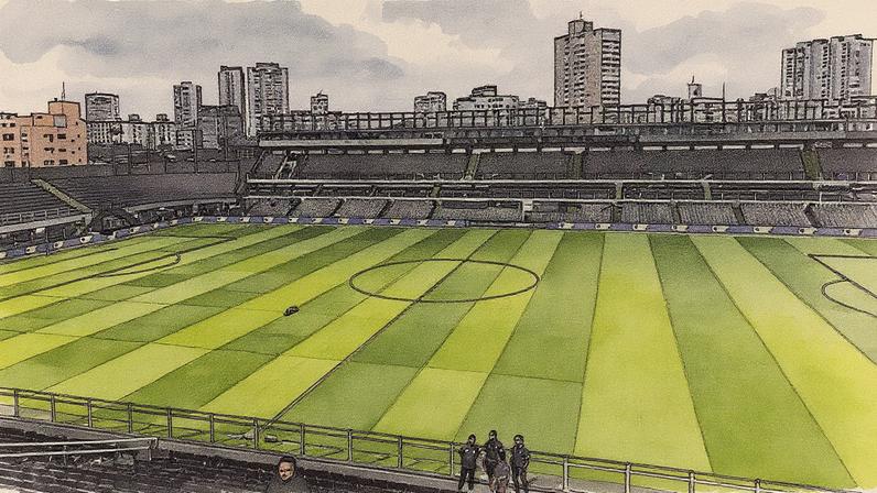 O lendário Ataque dos 100 gols, com Araken Patusca e Feitiço, comandou a maior goleada da história da Vila Belmiro: 12 a 1 sobre o Ypiranga em 1927. (Foto: Ulisses Lopresti / Lance!)