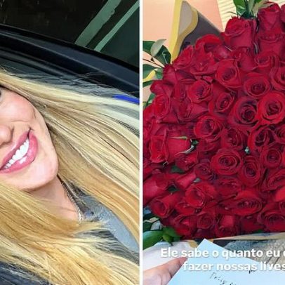 Virginia recebe buquê de Vini Jr. para celebrar retorno das lives