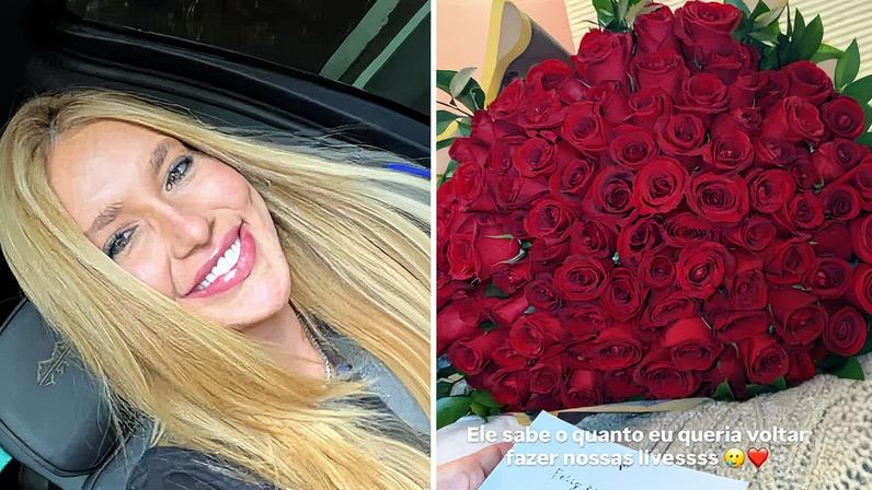Virginia Fonseca recebe flores de Vini Jr. — Foto: Reprodução/Instagram