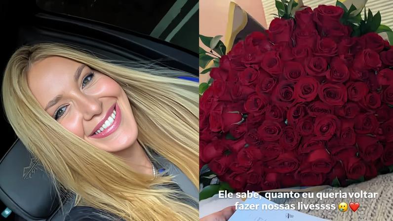 Virginia Fonseca recebe flores de Vini Jr. — Foto: Reprodução/Instagram