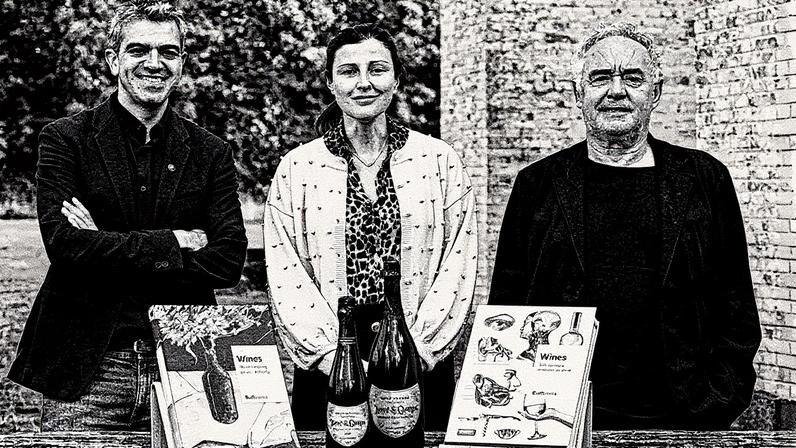 Juvé y Camps CEO Meritxell Juvé with (left) Ferran Centelles and (right) Ferran Adrià of elBullifoundation.