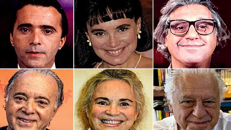 Tony Ramos, Regina Duarte e Antonio Fagundes integraram elenco de 'Rainha da Sucata' (Globo, 1990) — Foto: Divulgação/TV Globo; Andy Santana/BrazilNews; Reprodução/Instagram