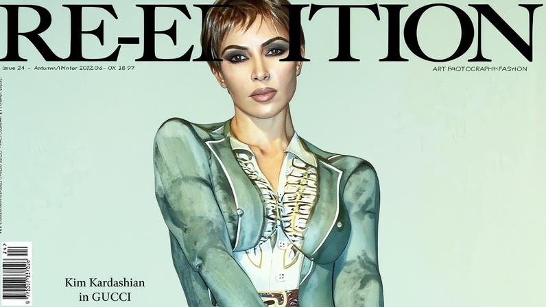Kim Kardashian covers Re-Edition Magazine in nothing but body paint. Thibaut Grevet for Re-Edition Magazine